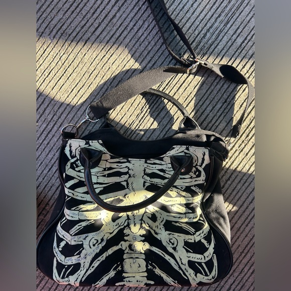 Banned Apparel Handbags - Banned apparel brand Glow dark Halloween bones handbag purse canvas skeleton